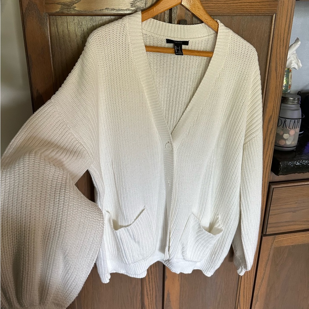 Forever 21 White Cardigan Sweater